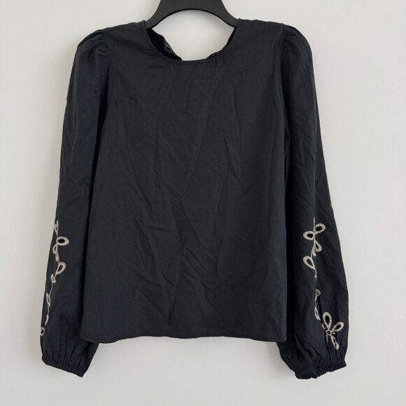 Vero Moda Women Long Sleeve Embroidered Flower Top Blouse Size L - Picture 1 of 7